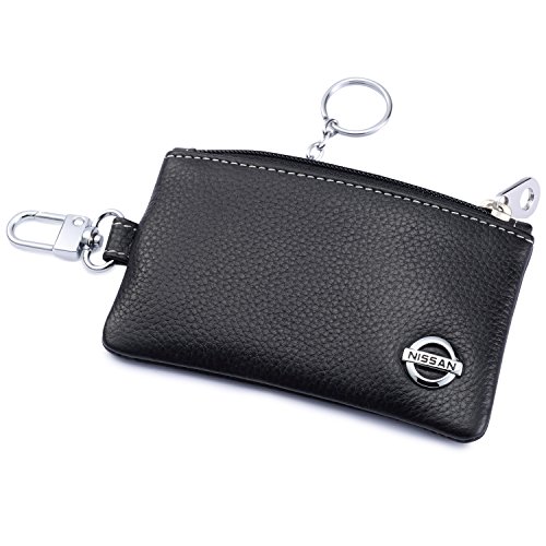 Nissan Car Key Holder Remote Cover Fob with 1 Metal Keychain - Genuine Leather