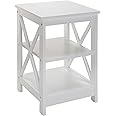 Convenience Concepts Oxford End Table 15.75" - Modern Living Room Table with Storage Shelves, Transitional Nightstand Side Table for Home Decor and Display, White