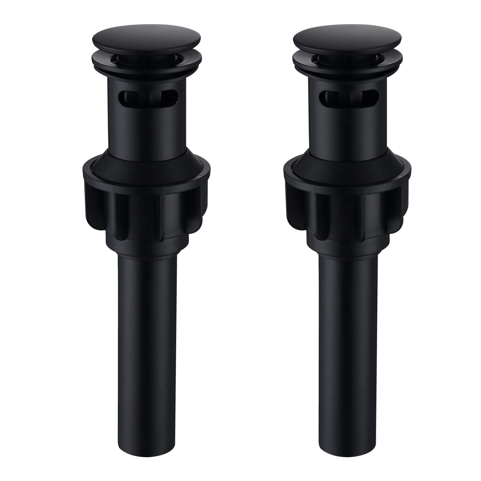 Photo 1 of SevenGelok Black Sink Drain Pop Up Sink Drain Stopper for Sink Faucet Vessel Vanity Bathroom Sink Drain Strainer with Hair Catcher Anti-Clog Strainer Matte Black?with Overflow?, SD30-BK-P2