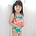 Saidi Girls One Piece Swimsuit Green Bow Pink Tiered Skirt Flower