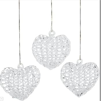 Heart Shaped Spun Glass Ornaments (bulk set of 12) Christmas Tree Decor