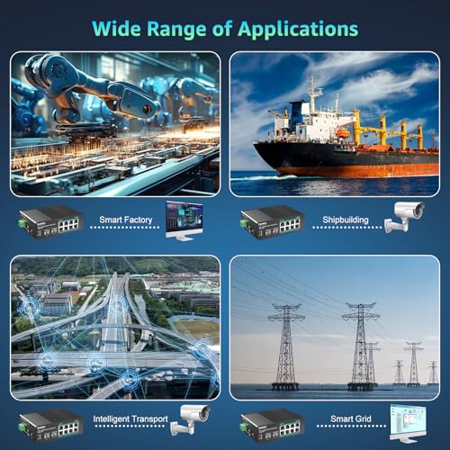 YuanLey 10-Port Industrial Switch with 8 Gigabit PoE Ports & 2 SFP, Unmanaged PoE Switch with 120W Source, IEEE802.3af/at, VLAN & RSTP, DIN-Rail for IP Cameras, Ap