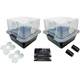 Grower's Select 28Q Cube Mushroom Monotub Fruiting Chambers with Filter Disks and Liners (2 Pack)