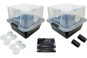 MYCO LABS Grower's Select 28Q Cube Mushroom Monotub Fruiting Chambers with Filter Disks and Liners (2 Pack)