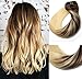 Clip In Human Hair Extensions Medium Brown to Bleach Blonde Extension Clip ins Thickened Double Weft 9A Brazilian Hair 120g 7pcs Full Head Silky Straight 100% Human Hair Clip In Extensions 18 Inch