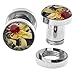 BodyJ4You Plugs Ear Gauges Screw Fit Steel Tunnels 2G Rose Cameo Skeleton Double Flare