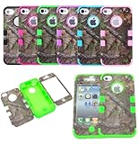 JUSTING@Apple iPhone 5C 3-piece Triple Layer Hybrid Real Tree Camo Hybrid Hard Case Cover (Green) by JUSTING