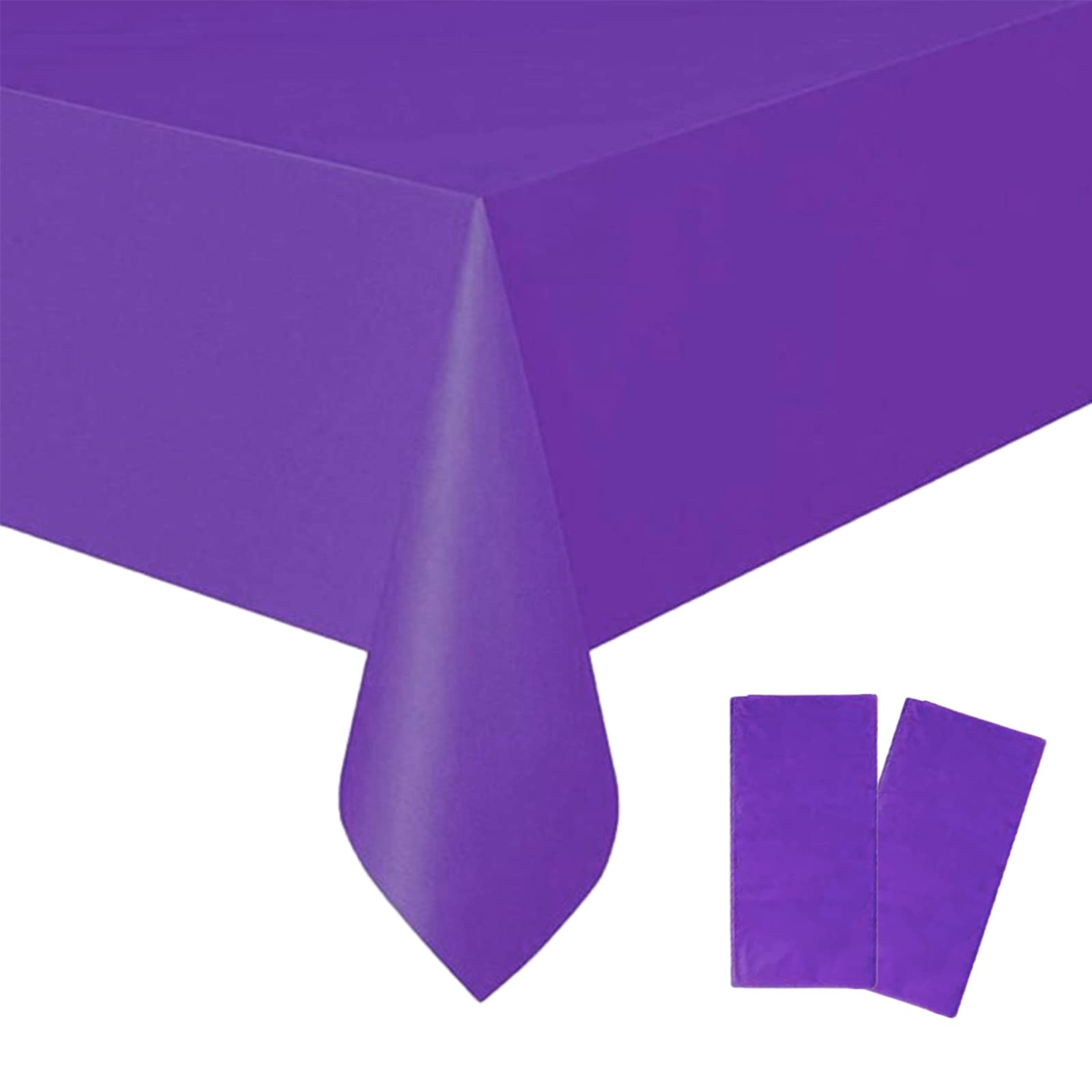 2Pcs 137 * 274cm Purple Table Cloth Table Covers,Halloween Party Rectangular Dining Table Cover Tablecovers Plastic Tablecloths for Wedding,Picnic,Halloween,Birthday Party Decorations