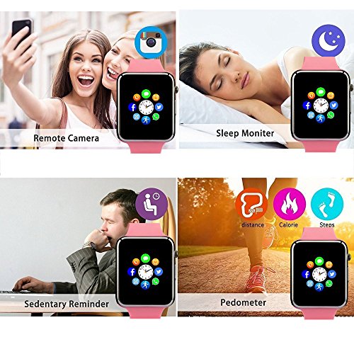 Smart Watch, Smartwatch Phone Sport Smart Wrist Watch with SD Card Pedometer Camera Call Text Touch Screen Compatible for Samsung LG Huawei Android and iPhone (Partial Features) for Men Women Teens - Thumbnail 5