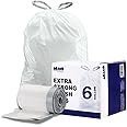 Plasticplace 6 Gallon Trash Bags, 0.7 Mil, White Drawstring Garbage Can Liners, 17" x 20" (100 Count)