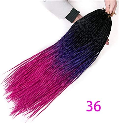 Ombre Senegalese Twist Hair Crochet braids 24 inch 30 Roots/pack Synthetic Braiding Hair for Women grey,blue,pink,brown,P1B/27,24inches,1Pcs/Lot