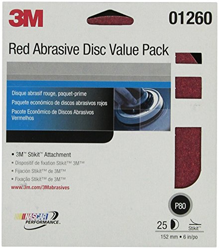 3M 01260 Stikit Red 6" P80D Grit Abrasive Disc Value Pack