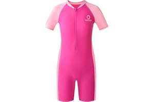 karrack Girls and Boys One Piece Rash Guard Swimsuit Kid Water Sport Short Swimsuit UPF 50+ Sun Protection Bathing Suits