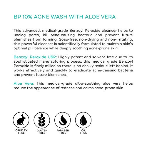 Replenix Benzoyl Peroxide 10 Acne Wash + Aloe Vera , 6.7 Fl Oz (Pack