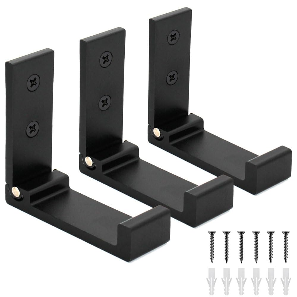 YOCZOX 3 PCS Foldable Wall Hook, Invisible Folding Aluminum Wall Mount Hook Headphones Holder Coat Hook Creative Clothes Hook for Kitchen Bathroom Bedroom, Holds up to 15 KG (Black)