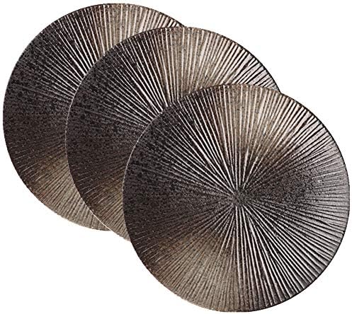 Volcanic Gray Salad Plates/Appetizer or Bread Dessert Plates Set of 3, 8-inch Steak Plate Tableware Fruit Snack Containers for Baking, Ice Cream,Souffle (Volcanic Grey)