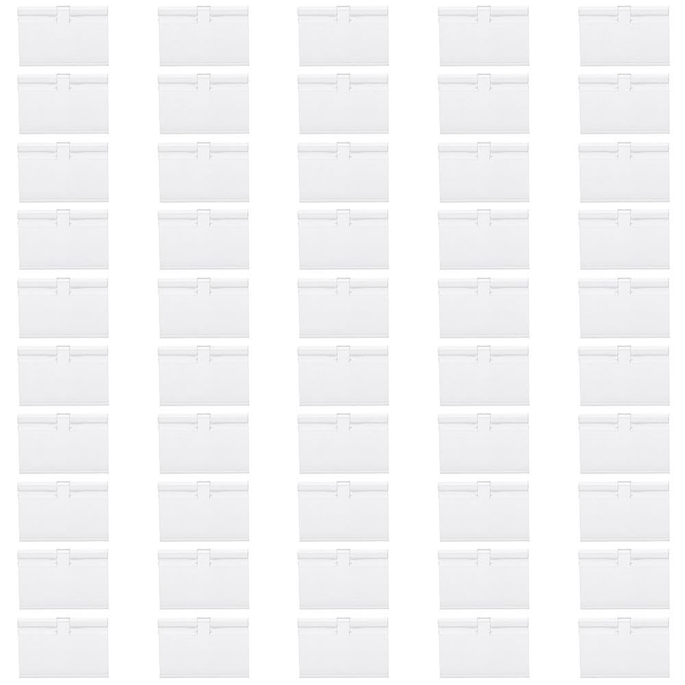 Risedot 50PCS Clear Plastic Label Holders, for Wire Shelf Retail Price Label Basket Bin Clip On Labels