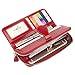 Yafeige Women's RFID Blocking Luxury Large Capacity Bifold Genuine Leather Clutch Wallet with ID Window(Red)