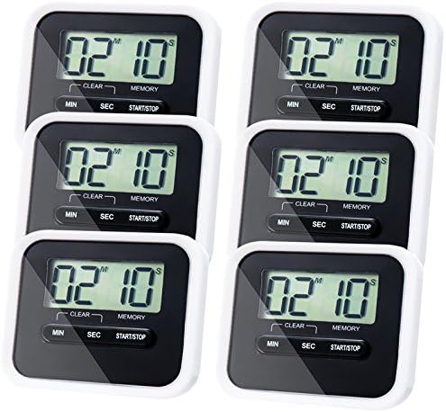 6 Pack Kitchen Timer Magnetic Digital timer Back and Retractable Stand Minute Second Count Up Countdown