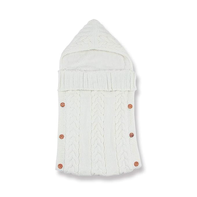 NBWS Neugeborenes Baby Gestrickt Wickeln Swaddle Decke Schlafsack für 0-12 Monat Baby (Weiß)