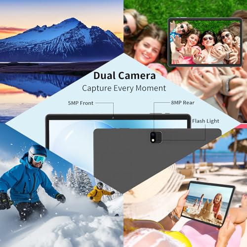 Android 14 Tablet with Keyboard, 12GB RAM (6+6), 128GB Storage, 1TB Expandable, 8000mAh Battery, 10 Inch 2-in-1 Tablets, Includes Case, Mouse & Stylus（Black Case）