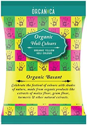 Organica 100% Natural Anti-Allergic Skin Safe Herbal Yellow Holy Party Colour Pack
