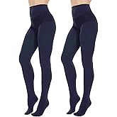 Citystl Opaque Black Tights for Women, 80D Tummy Compression Plus Size Tights, Control Top Microfiber Pantyhose for women