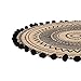 Lahome Mandala Print Round Placemat - Farmhouse Jute Table Mats with Pompom Tassel 11.8 Inch Place Mat for Dining Room Kitchen Table Decor (Set of 4, Black)