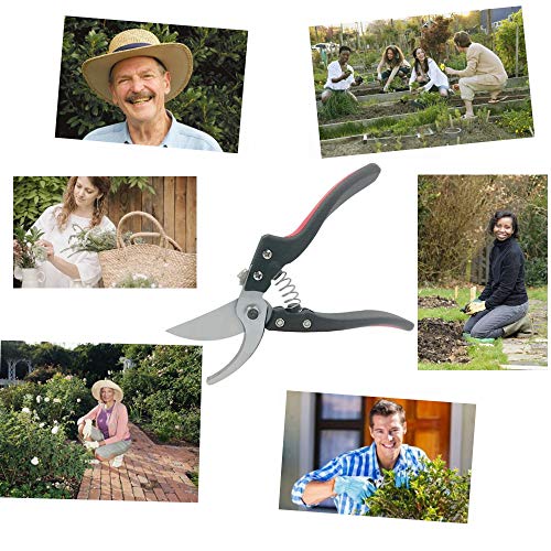 WOYESHENMU 8" Upgraded Pruning Shears £¨Germany 75CR1 Steel£, Professional Pruning Scissors for Garden, Sharp and Durable Bypass Pruner/Hand Pruners, Aluminum Alloy Handle Secateurs (Red) - Thumbnail 4
