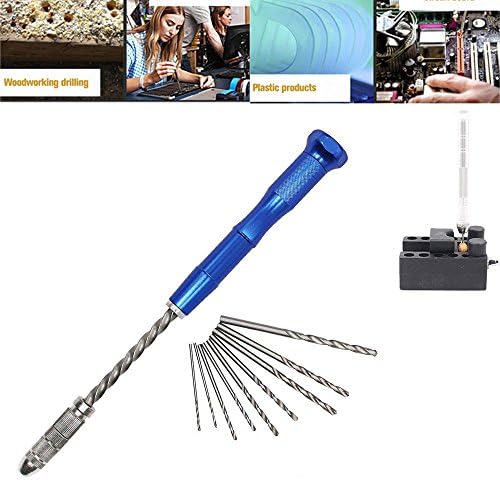 Semi-automatic Mini Manual Aluminum Hand Drill Chuck Twsit Micro Drill Bit Tool + 10PCS Twist Drill Bits