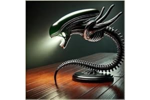 ddaoa 2025 New Sci-Fi LED Table Lamp Alien 3D Resin Night Light, Black Space Theme Statue Ornaments Bedroom/Office Decoration, Collectible Home Lighting Gift (2)