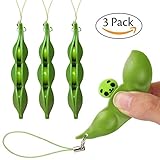 Airisland Mental Calming Quiet Hand Squeeze Fidget Toys Squeeze-a-Bean Soybean Stress Relieving Mugen Edamame Keychain Keyring Mobile Chain Puchi Puti Toy 3PCS (Facial Expressions as Shown)