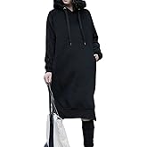 NUTEXROL Women's Thickening Long Fleece Sweatshirt String Hoodie Dress Pullover Plus Size
