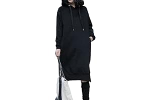 NUTEXROL Women's Thickening Long Fleece Sweatshirt String Hoodie Dress Pullover Plus Size