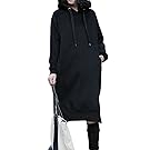 NUTEXROL Women's Thickening Long Fleece Sweatshirt String Hoodie Dress Pullover Plus Size Black XXL
