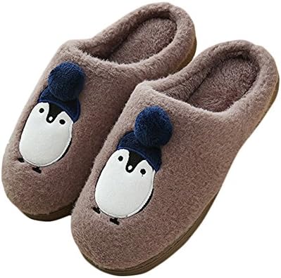 JadeRich Unisex Penguin Pattern Solid Plush Warm Indoor Slippers