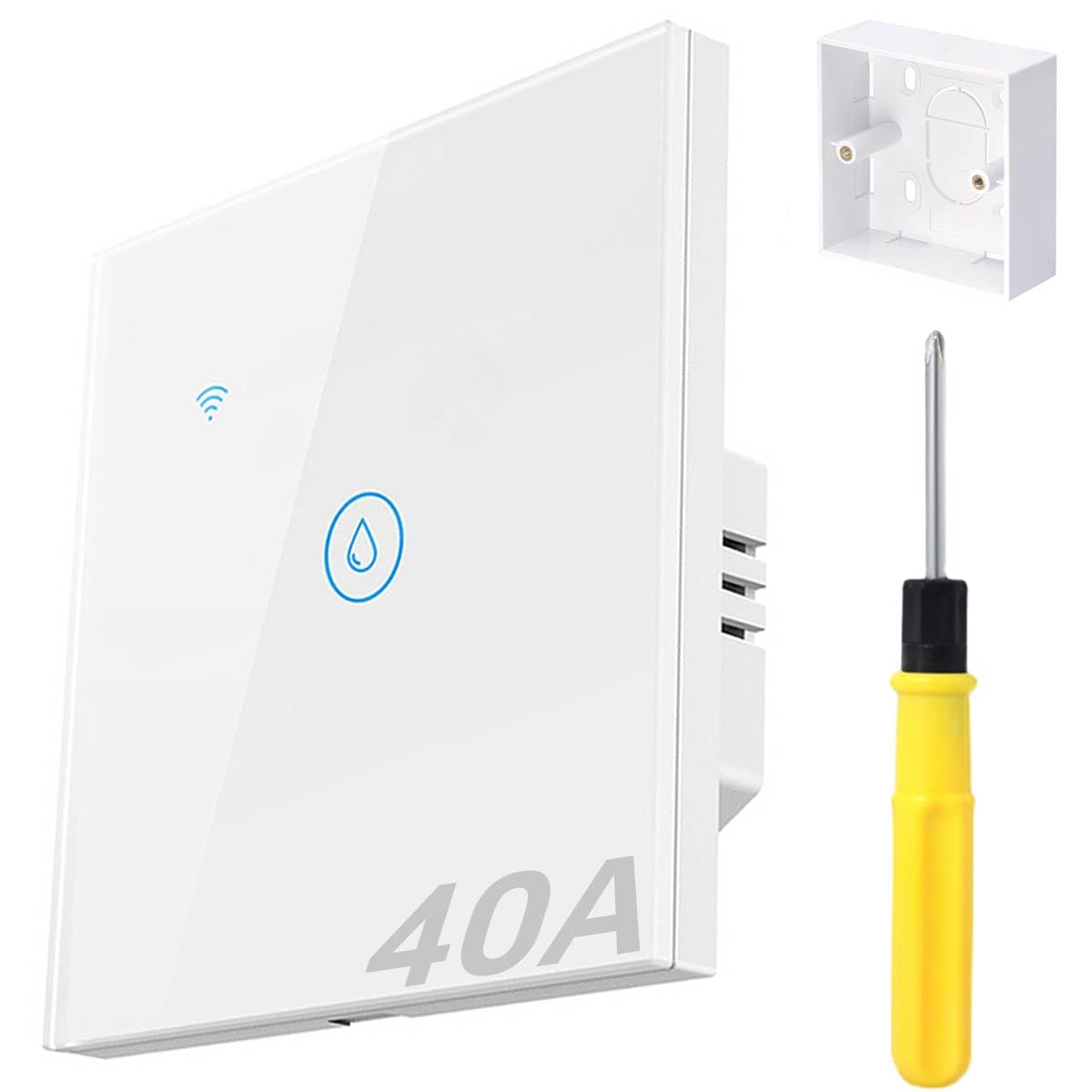 Acmerota Smart Immersion Heater Timer Switch, 40A 2.4G WIFI Smart Wall Touch Boiler Switch Water Heater Timer Switches Works with Alexa Google Home and SmartLife APP Tuya — image 1