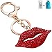 Bolbove Big 3D Hot Lips Shape Sparkling Charm Blingbling Keychain Crystal Rhinestone Pendant (Red)