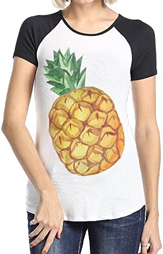Women's Two-Toned T Shirt-Particular Pineapple Black
