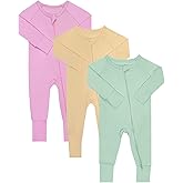GUISBY Baby Girls Boys Footless Pajamas, Long Sleeve Snug Fits Sleepers 3-Piece Sets