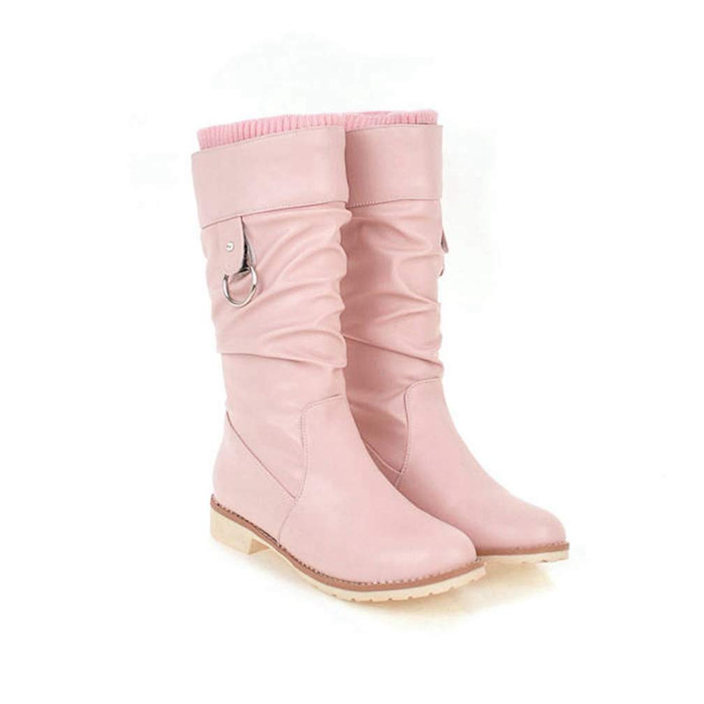 Boots Calf Mid Women Shoes Pink Woman Shoes Platform Boots