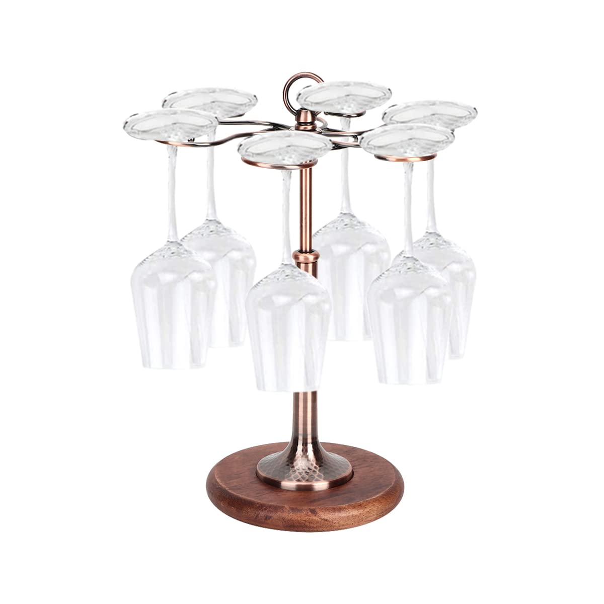 Hapivida Wine Glass Rack, Retro Bronze Tabletop Stemware Holder with 6 Hook Display Stand, Steel Construction Space-Saving Organiser for Home Bar Kitchen Countertop