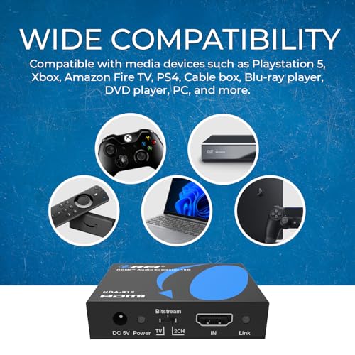 Orei 4K Audio Extractor HDMI, UltraHD 4K @ 60Hz 18G HDMI 2.0 Audio Converter SPDIF + 3.5mm Output HDCP 2.2 - Dolby Digital/DTS Passthrough CEC, HDR, Dolby Vision, HDR10 Support (HDA-912)