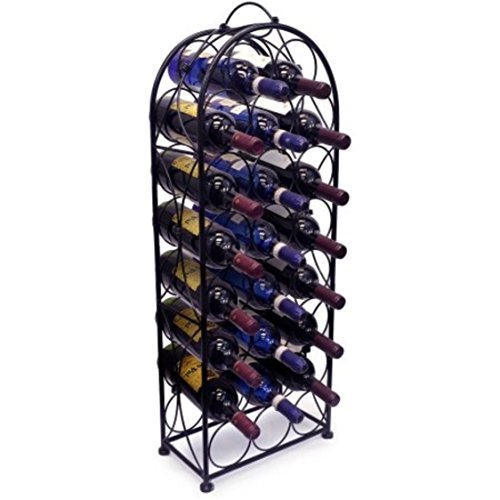 French Style Durable Metal Construction 23 Bottles Black Wine Rack