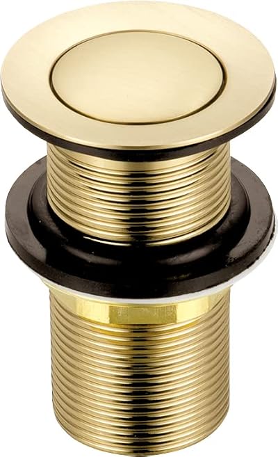 Xcel Home Brushed Gold Unslotted Click Clack Basin Waste | Round Brass Pop Up
