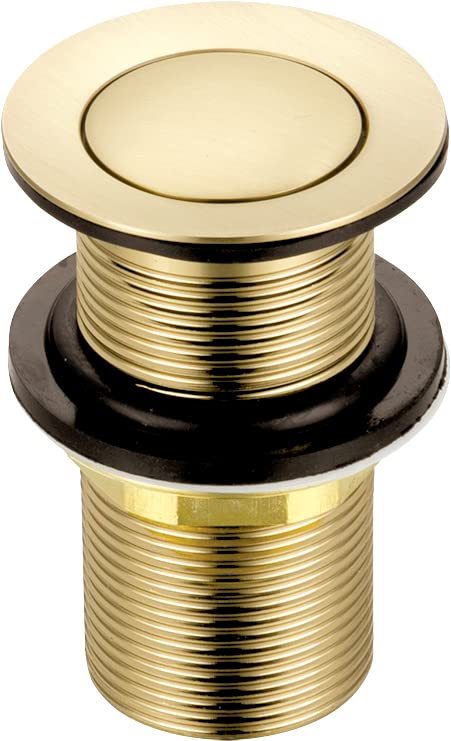 Xcel Home Brushed Gold Unslotted Click Clack Basin Waste | Round Brass Pop Up Bathroom Sink Plug Replacement | Suitable for Basins Without Overflow | Standard G 1 1/4" BSP Connection | 1 Pc (Standard)