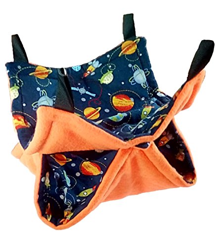 Pet cage padded double hammock with hooks has outer space - Thumbnail 2