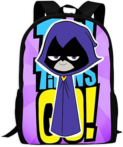 GGLDAN Teen Titans Go School Backpacks 3D Printed Bookbags Daypack Shoulder Lightweight Bag Laptop, Fashion Large Capacity Casual Travel Bag For Kids/Students/Children