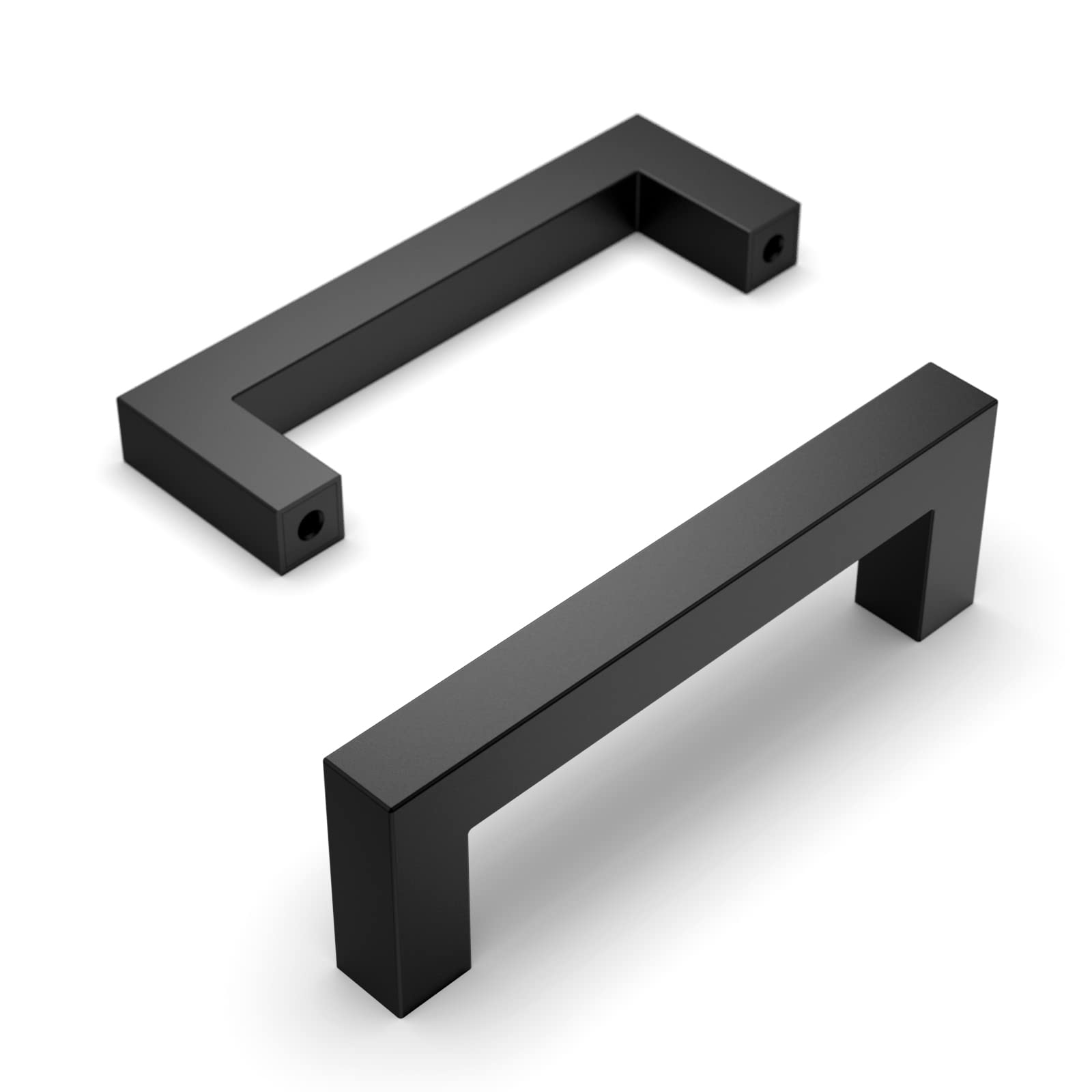 Amerdeco SH0001MB96 10 Pack 96mm Cabinet Pulls Matte Black Stainless Steel Kitchen Drawer Handles Modern Hardware for Bathroom Dresser