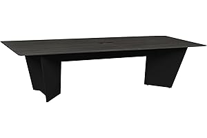 Regency Array 120" Conference Table with Built-in Power & Data Grommet – Modern Tapered Leg Design, Cable Management, Meeting & Boardroom Table Seats 8-10 People (Ash Grey, Black)